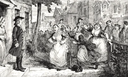 Gideon Gray dirigiéndose a las esposas de Middlemas, ilustración de 